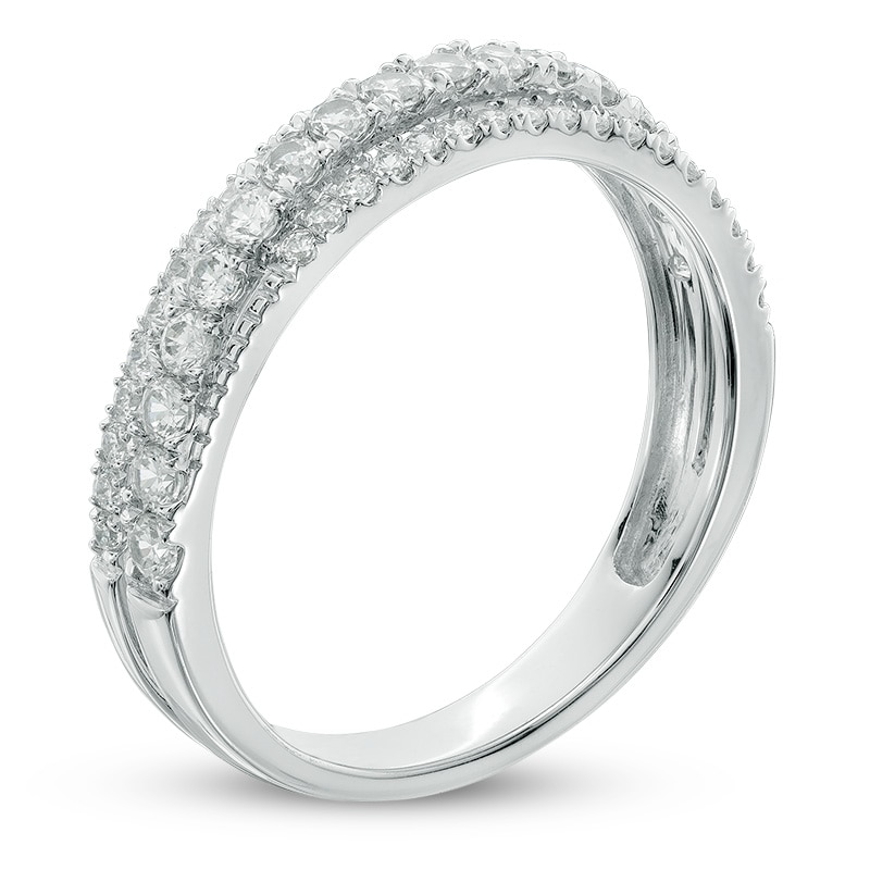 0.58 CT. T.W. Diamond Multi-Row Anniversary Band 14K White Gold