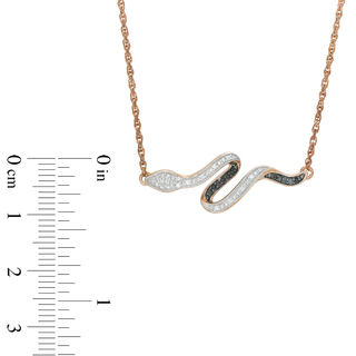 Enhanced Black and White Diamond Accent Snake Necklace in 10K Rose Gold