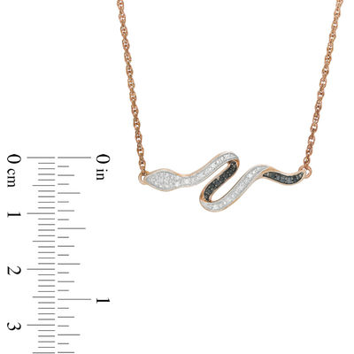 Enhanced Black and White Diamond Accent Snake Necklace in 10K Rose Gold