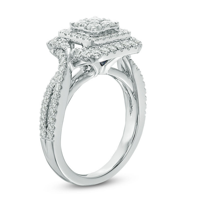 Main Image 2 of Vera Wang Love Collection 0.95 CT. T.W. Quad Diamond Double Frame Engagement Ring in 14K White Gold