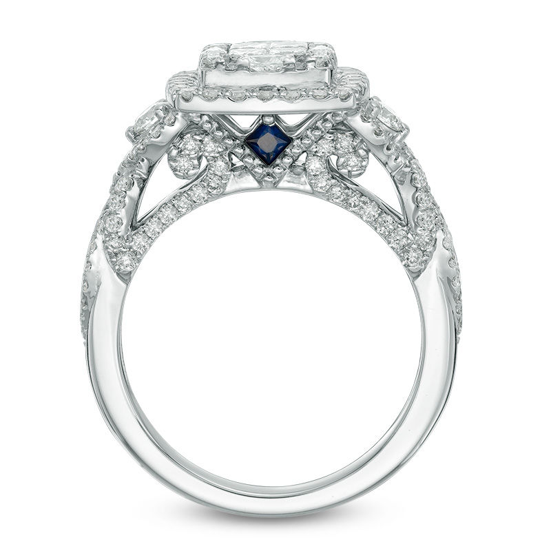 Main Image 3 of Vera Wang Love Collection 1.30 CT. T.W. Quad Princess-Cut Diamond Frame Engagement Ring in 14K White Gold