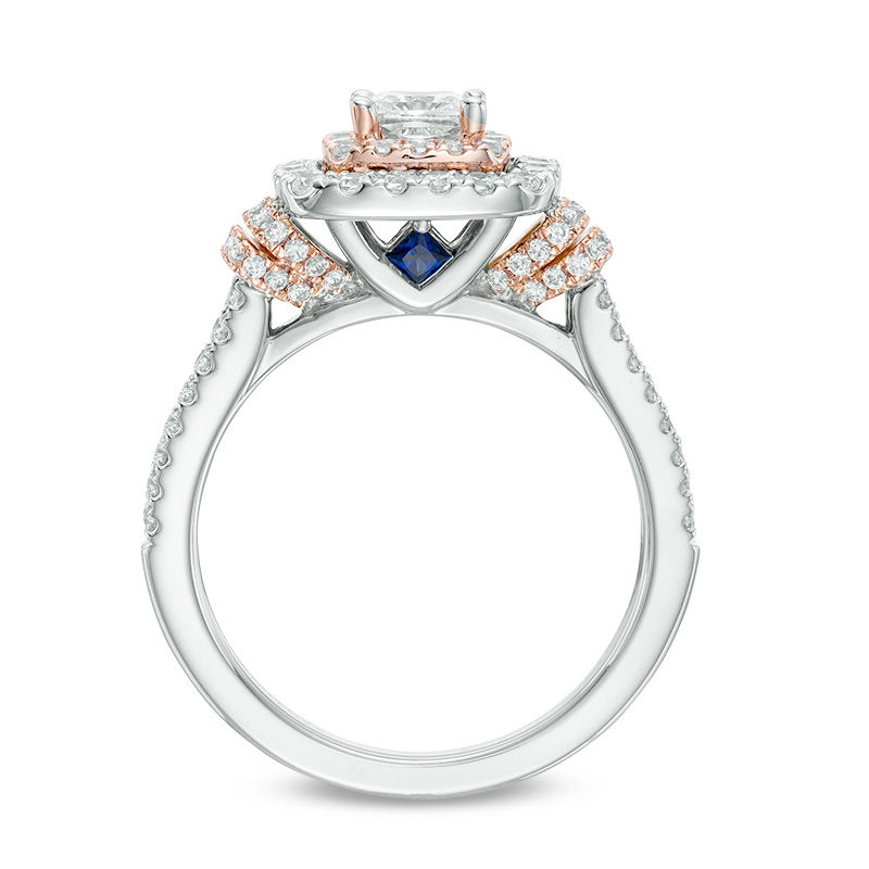 Vera Wang Love Collection 1.20 CT. T.W. Princess-Cut Diamond Double Frame Engagement Ring in 14K Two-Tone Gold
