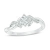 Thumbnail Image 0 of 0.15 CT. T.W. Princess-Cut Composite Diamond Bypass Ring in 10K White Gold