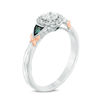 Thumbnail Image 2 of 0.25 CT. T.W. Enhanced Blue and White Diamond Frame Collar Ring in 10K Two-Tone Gold