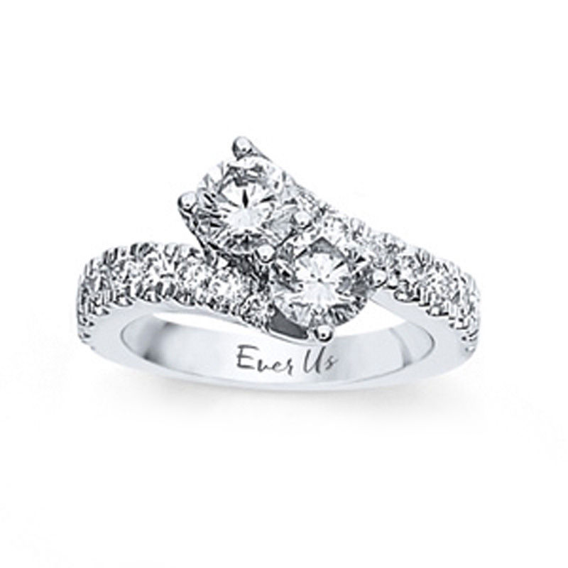 Ever Us™ 2.50 CT. T.W. Two-Stone Diamond Bypass Ring in 14K White Gold (H-I/I2)