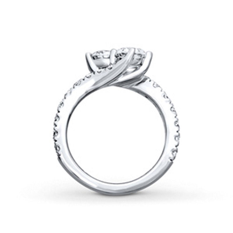Main Image 2 of Ever Us™ 2.50 CT. T.W. Two-Stone Diamond Bypass Ring in 14K White Gold (H-I/I2)