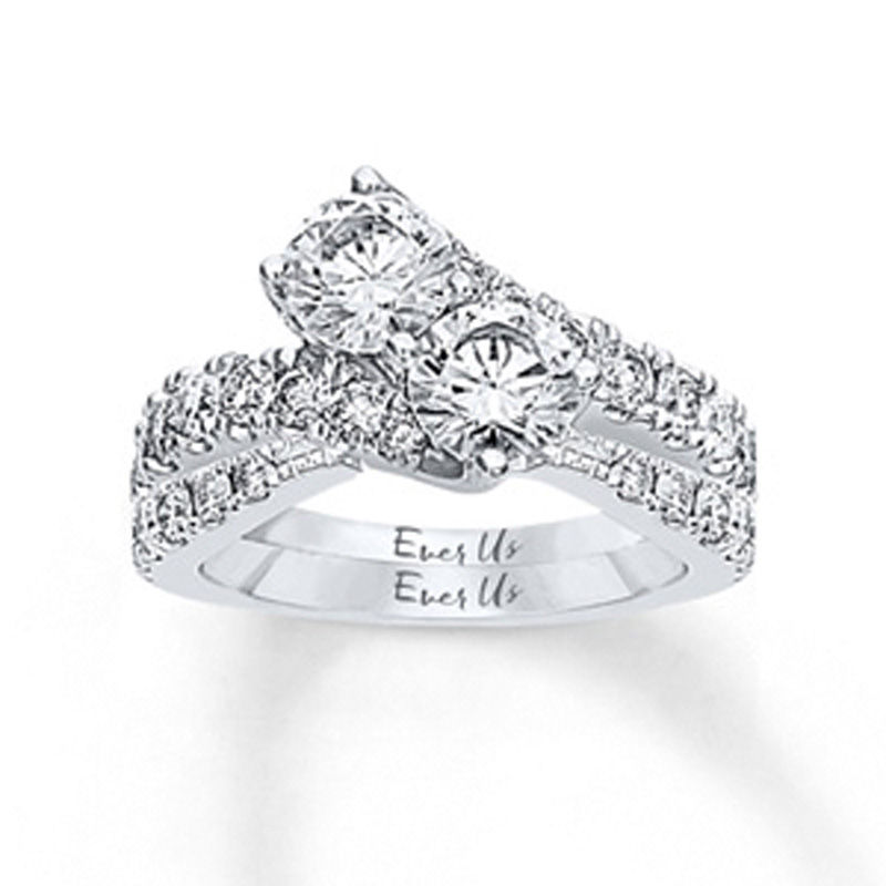 Ever Us™ 3.00 CT. T.W. Two-Stone Diamond Bypass Ring in 14K White Gold (H-I/I2)