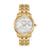 Men's Citizen Eco-Drive® Diamond Accent Gold-Tone Watch with Silver Tone Dial (Model: BM7342-50A)