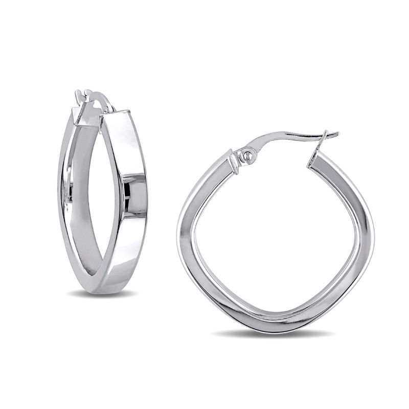 23.0mm Squared Hoop Earrings in 10K White Gold|Peoples Jewellers