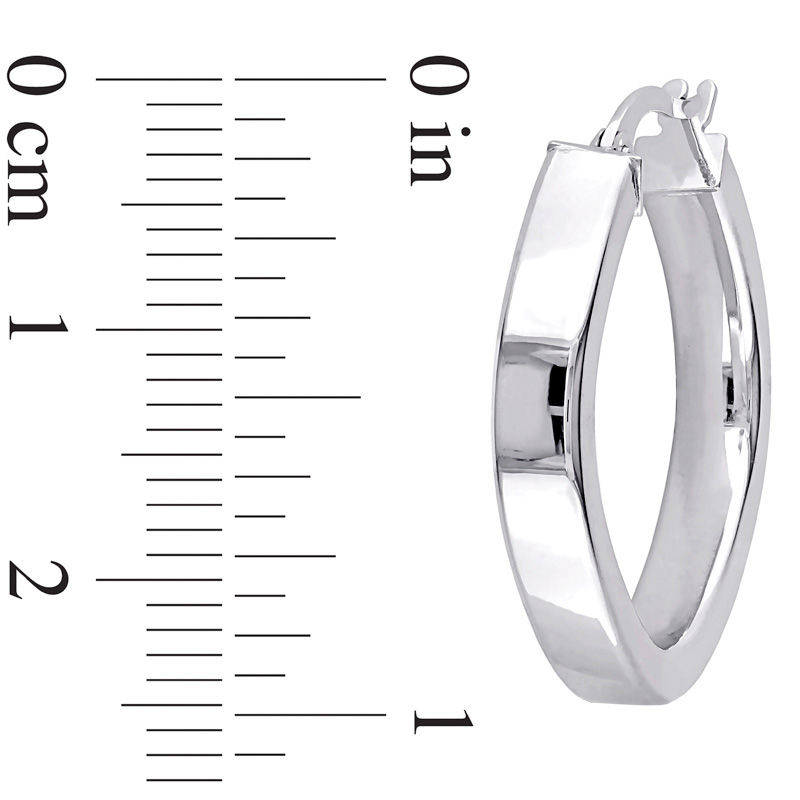 Main Image 3 of 23.0mm Squared Hoop Earrings in 10K White Gold