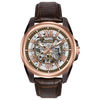 Men's Bulova Automatic Two-Tone Strap Watch with Brown Skeleton Dial (Model: 98A165)