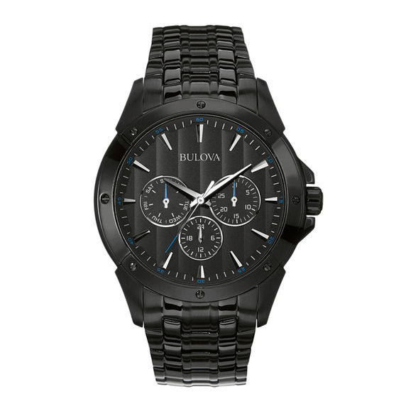 Bulova men's black best sale ip chronograph watch