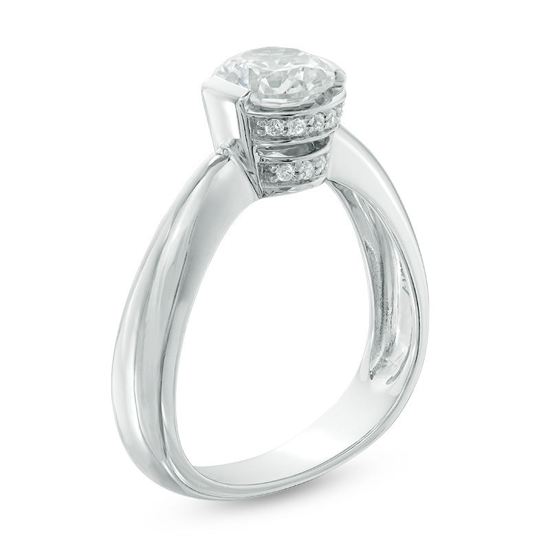 Main Image 2 of 1.06 CT. T.W. Certified Diamond Solitaire with Side Accents Engagement Ring in 14K White Gold (J/I2)