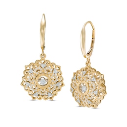Unstoppable Love™ 0.33 CT. T.W. Diamond Filigree Flower Drop Earrings in 10K Gold