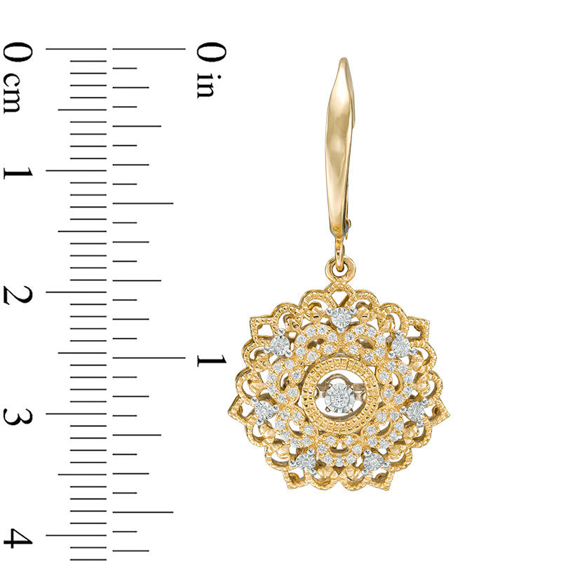 Main Image 2 of Unstoppable Love™ 0.33 CT. T.W. Diamond Filigree Flower Drop Earrings in 10K Gold