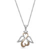 Thumbnail Image 0 of Open Hearts by Jane Seymour™ 0.04 CT. T.W. Diamond Angel Wings and Halo Pendant in Sterling Silver and 10K Gold