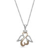 Open Hearts by Jane Seymour™ 0.04 CT. T.W. Diamond Angel Wings and Halo Pendant in Sterling Silver and 10K Gold