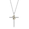 Thumbnail Image 0 of Open Hearts by Jane Seymour™ 0.04 CT. T.W. Diamond Cross Pendant in Sterling Silver and 10K Gold