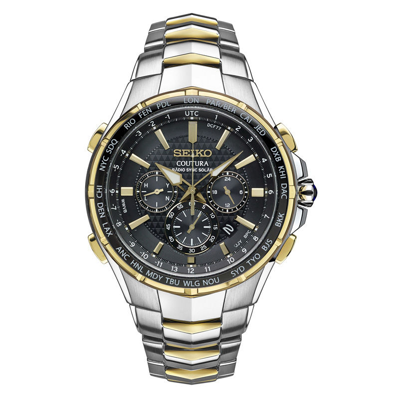 Men's Seiko Prospex World Time Solar Chronograph Two-Tone Watch with Black  Dial (Model: SSC508) | Peoples Jewellers