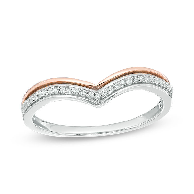 0.09 CT. T.W. Diamond Double Chevron Band in 10K Two-Tone Gold|Peoples Jewellers