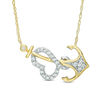 Thumbnail Image 1 of 0.15 CT. T.W. Diamond Sideways Intertwined Heart and Anchor Necklace in 10K Two-Tone Gold