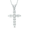 Thumbnail Image 0 of 1.20 CT. T.W. Diamond Cross Pendant in 14K White Gold