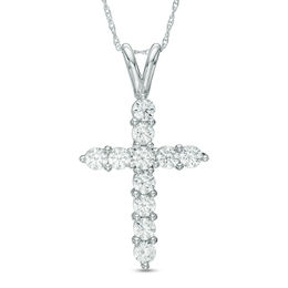 1.20 CT. T.W. Diamond Cross Pendant in 14K White Gold