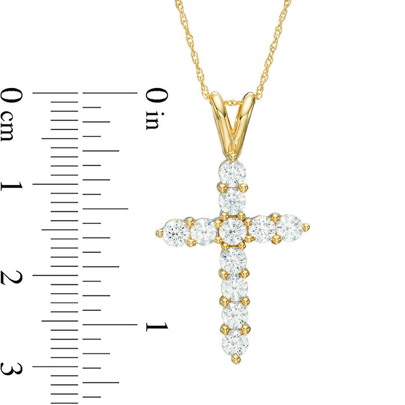 Main Image 2 of 1.20 CT. T.W. Diamond Cross Pendant in 14K Gold