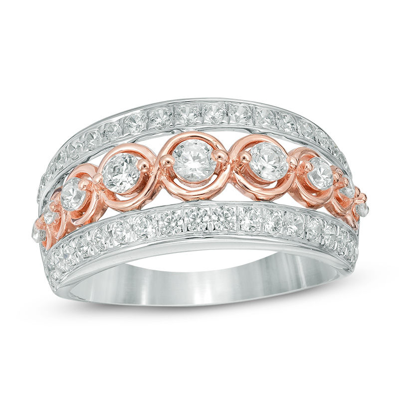 1.00 CT. T.W. Diamond Nine Stone Anniversary Band in 14K Two-Tone Gold