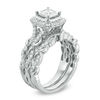 Thumbnail Image 2 of 1.00 CT. T.W. Princess-Cut Diamond Frame Vintage-Style Bridal Set in 10K White Gold
