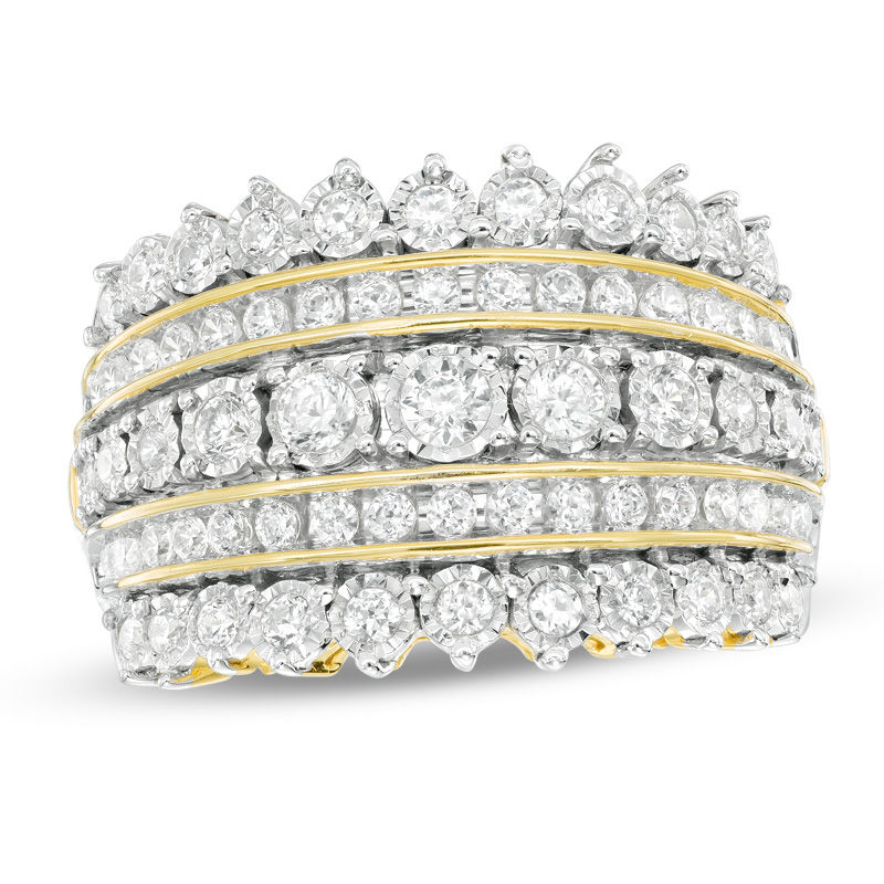 Main Image 1 of 1.00 CT. T.W. Diamond Multi-Row Anniversary Band in 10K Gold