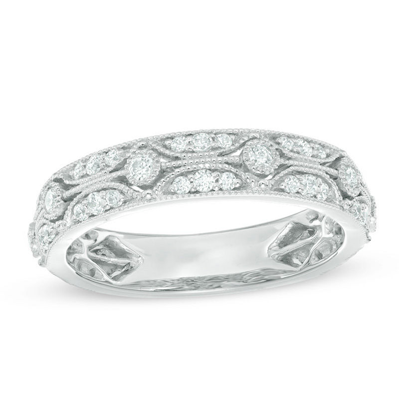 Main Image 1 of 0.45 CT. T.W. Diamond Vintage-Style Anniversary Band in 14K White Gold