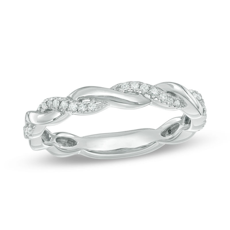 Main Image 1 of 0.12 CT. T.W. Diamond Twist Band in 10K White Gold