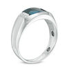 Thumbnail Image 1 of Men's Barrel-Cut London Blue Topaz and Diamond Accent Ring in 10K White Gold