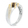 Thumbnail Image 1 of Men's Smoky Quartz and 0.15 CT. T.W. Diamond Three Stone Slant Band in 10K Two-Tone Gold