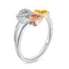 Thumbnail Image 1 of 0.09 CT. T.W. Diamond Triple Heart Ring in Sterling Silver and 10K Two-Tone Gold