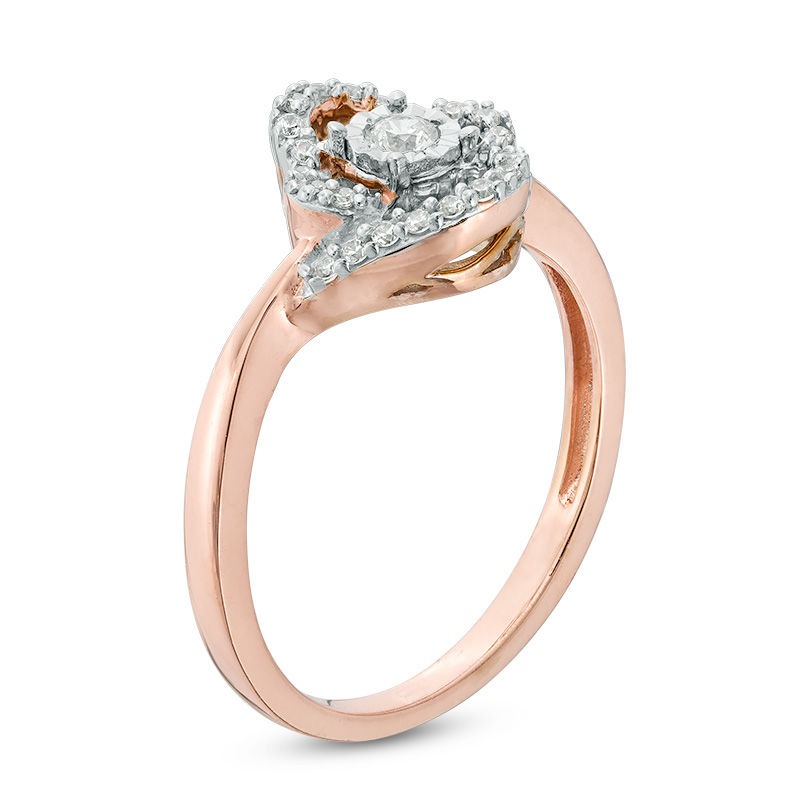 Peoples 0.15 CT. T.W. Diamond Overlapping Hearts Promise Ring in 10K Rose Gold St. Vital Centre