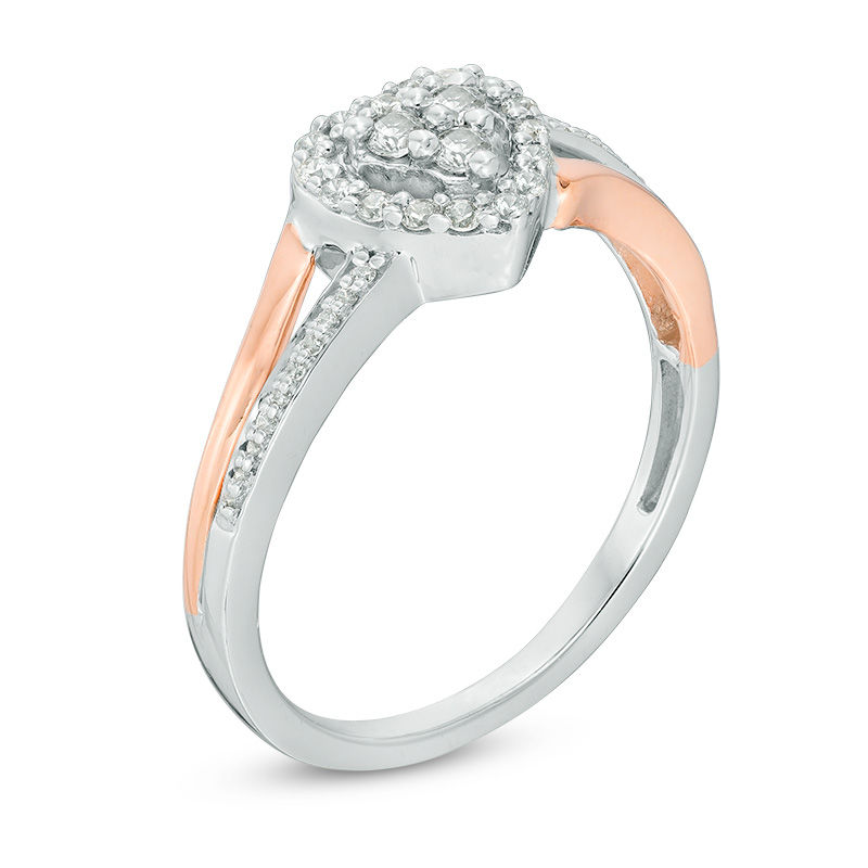 0.18 CT. T.W. Diamond Heart Frame Promise Ring in Sterling Silver and 10K  Rose Gold