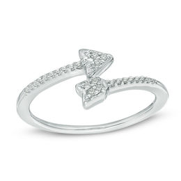 Diamond Accent Arrow Wrap Bypass Ring in Sterling Silver