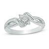 Thumbnail Image 0 of 0.15 CT. T.W. Diamond Three Stone Bypass Promise Ring in Sterling Silver