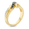 Thumbnail Image 1 of 0.23 CT. T.W. Enhanced Black and White Diamond Five Stone Bypass Ring in 10K Gold