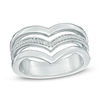 Thumbnail Image 1 of 0.09 CT. T.W. Diamond Multi-Row Chevron Band in Sterling Silver