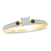 Thumbnail Image 1 of 0.09 CT. T.W. Enhanced Black and White Diamond Collar Promise Ring in 10K Gold