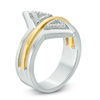 Thumbnail Image 1 of 0.09 CT. T.W. Diamond Double Triangle Ring in Sterling Silver and 10K Gold