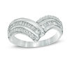 Thumbnail Image 0 of 0.37 CT. T.W. Diamond Triple Row Chevron Ring in 10K White Gold