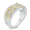 Thumbnail Image 1 of 0.30 CT. T.W. Diamond Multi-Row Chevron Ring in Sterling Silver and 10K Gold