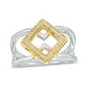Thumbnail Image 0 of 0.09 CT. T.W. Diamond Tilted Open Square Ring in Sterling Silver and 10K Gold