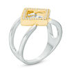 Thumbnail Image 1 of 0.09 CT. T.W. Diamond Tilted Open Square Ring in Sterling Silver and 10K Gold
