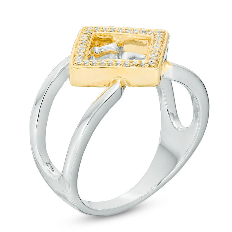 0.09 CT. T.W. Diamond Tilted Open Square Ring in Sterling Silver and 10K Gold