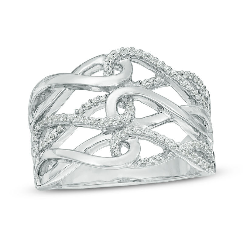 0.23 CT. T.W. Diamond Interlocking Loops Ring in Sterling Silver